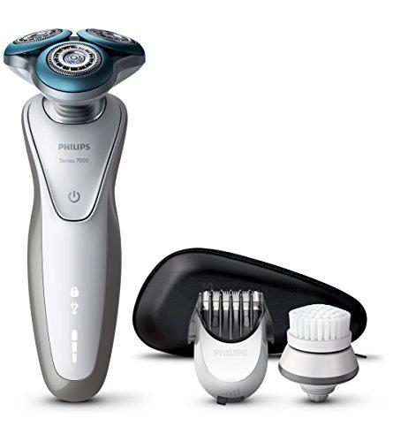 Philips S7530/50 - Afeitadora eléctrica, uso en seco y húmedo, con funda, perfilador de barba SmartClick y cepillo para limpieza, color plata