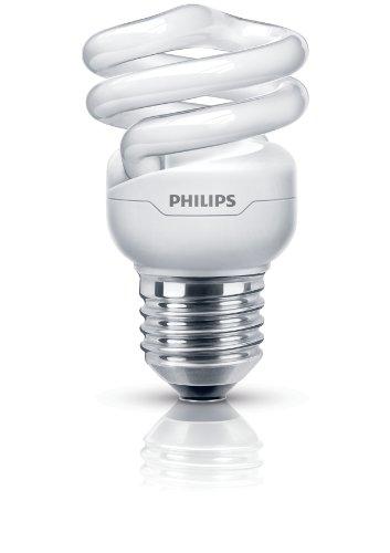 Philips Bombilla de bajo consumo en forma de espiral de 8 W equivalente a 45 W en incandescencia, casquillo gordo E27, luz blanca cálida