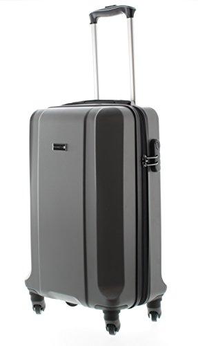 Pianeta / Boston Trolley maleta de viaje equipaje de mano maleta, Maleta rígida, Material de 100% ABS, 4 ruedas (M (55cm), Gris oscuro)