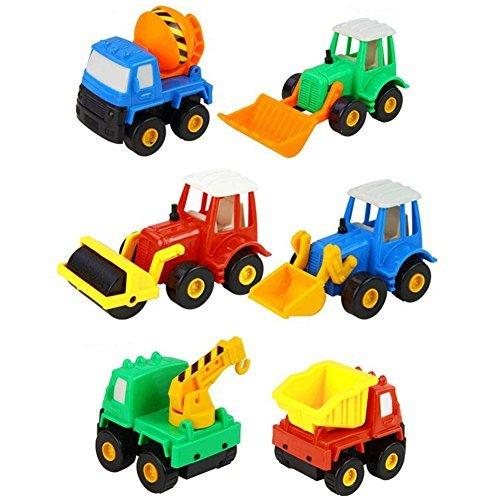 Plastico Juguetes de Coches Camiónes Vehículos Construcción Niños Niña 3 Años Color al azar (6 Pedazos)