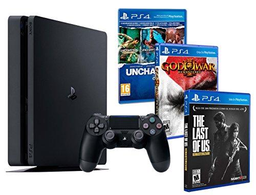Playstation 4 Consola PS4 Slim 1Tb + 5 Juegos - The Last of us + God of war 3 + Uncharted Nathan Drake Collection