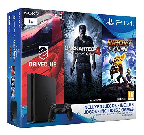 PlayStation 4 Slim (PS4) 1TB - Consola + Uncharted 4 + DriveClub + Ratchet & Clank [Pack Exclusivo]