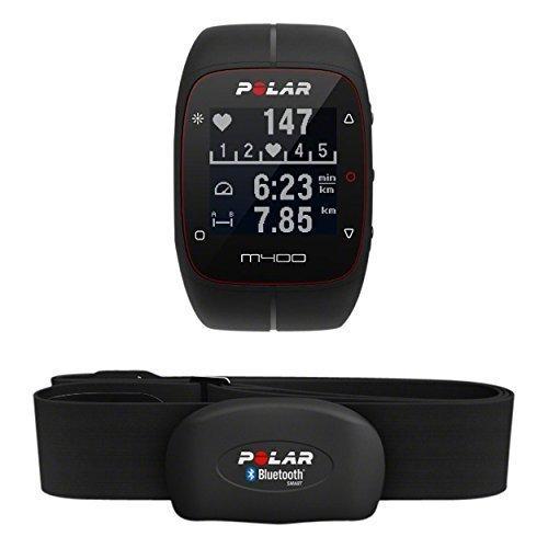 Polar M400 HR - Pulsometro y reloj de entrenamiento con GPS integrado y registro de actividad con sensor de frecuencia cardíaca H7, color negro