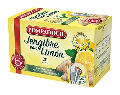 Pompadour Té Infusion Jengibre con Limón 20 bolsitas - Pack de 2 (Total 40 bolsitas)