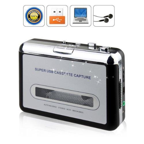 HooToo 28-015-202-02 - Convertidor portátil con salida USB de cintas magnéticas en formatos MP3/para PC, color plateado