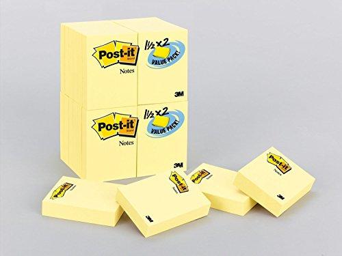 Post-it Notes,Value Pack,1-1/2"x2",90 Shts,24/PK,Canary, Sold as 1 Package
