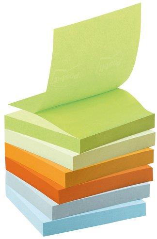 Post-it Recycled Z-Notes Pastel Rainbow Tower - Taco de Z-Notes de papel reciclado (6 x 100 unidades, 76 x 76 mm), multicolor