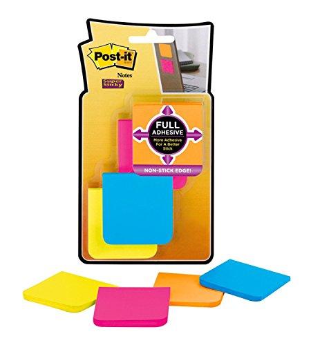 Post-it Super Sticky Full Adhesive Notes - Taco de notas adhesivas (8 unidades, 25 notas, 50,8 x 50,8 mm), diseño de esquinas redondeadas, multicolor