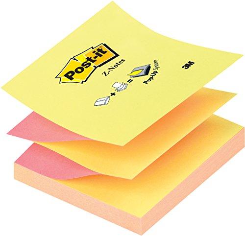 Post-it Z Notes - Taco de Z-Notes (100 hojas, 6 unidades, 76 x 76 mm), color amarillo y rosa