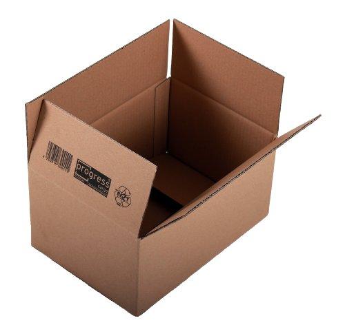 progressCARGO PC K20.03 - Caja de cartón plegable, cartón ondulado, 2 ondulaciones, DIN A4, 304 x 217 x 150 mm, 10 unidades, color marrón