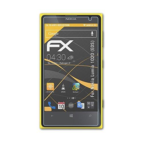 atFoliX Película Protectora para Nokia Lumia 1020 (EOS) Lámina Protectora de Pantalla, antirreflejos y amortiguadores FX Protector Película (3X)