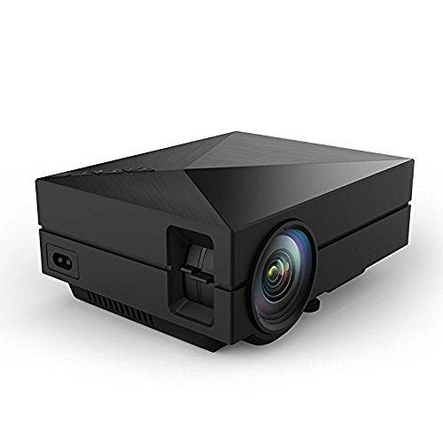 icase4u® GM60 portátil mini HDMI led proyector 1080P 1000 lumenes multimedia projector para familia cine/teatro/entretenimiento reuniones/reproductor de medios/juegos/actividades al aire libre con AV/VGA/USB/SD/Micro USB (negro)