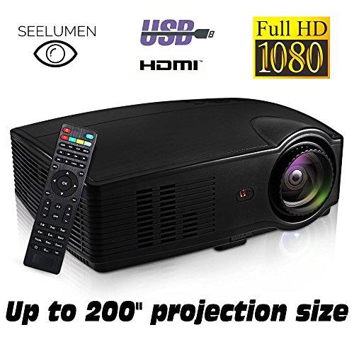 Seelumen PJW100 - Proyector )Full HD 1080P, 3200 Lúmenes, LED, LCD 1920x1080 max, 5000:1 Contraste, 2 HDMI, VGA, 2 USB, para PS4, Xbox One, Nintendo Switch, PC, Bluray)