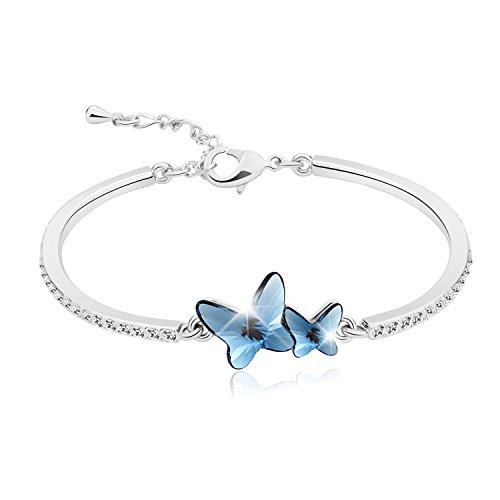 Pulsera Para Mujer "Amantes Mariposas" de T400 Jewelers - Brazalete de Mariposas Hecho con Cristal de SWAROVSKI Elements Regalo de Mujer Niña
