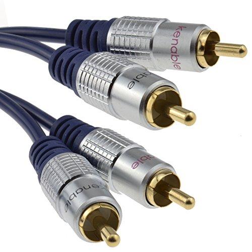kenable 000592 Cable de Audio 3 m 2 x RCA Marina - Cables de Audio (2 x RCA, Macho, 2 x RCA, Macho, 3 m, Marina)