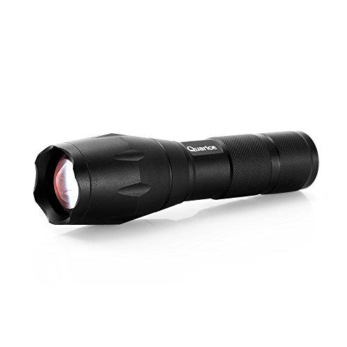 Quarice®LED Linterna de Mano Zoomable Foco Enfocable con Correa T6 800lm Impermeable para Outdoor Aire Libre Caza Deportes Color-Negro