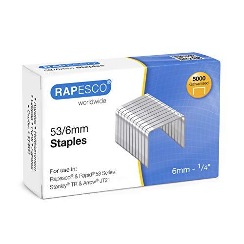Rapesco Grapas - Caja de 5000 grapas 53/6 mm, para grapadoras manuales y de pared