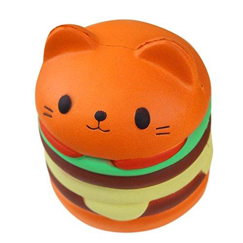 Rawdah Jumbo gato de dibujos animados hamburguesa perfumada lenta levantar exquisito niño juguete suave (naranja)