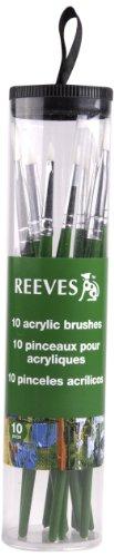 Reeves - Pack de 10 pinceles acrílicos, color verde