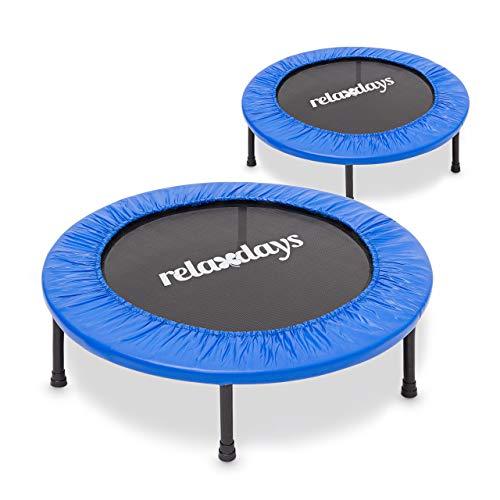 Relaxdays - Cama elástica trampolín de Gimnasio, de 91 o 96 cm de diámetro, Carga máxima 100 Kg, Entrenar aeróbico jardín, Color Azul