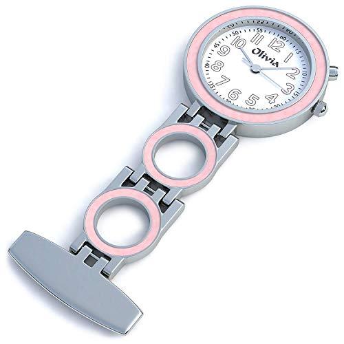 La Olivia Collection - TOC03 - Reloj para Enfermera, Rosa, con luz de Fondo