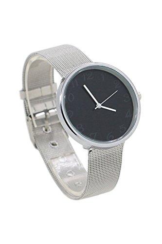 Reloj - SODIAL(R)reloj de pulsera de acero inoxidable de manera analogica de senoras negro