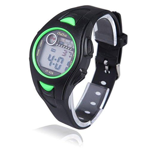 Reloj de pulsera de nino - iTaiTek Reloj de pulsera digital para Natacion Deportes de chica chico ninos IT-628 Impermeable (Negro + Verde)