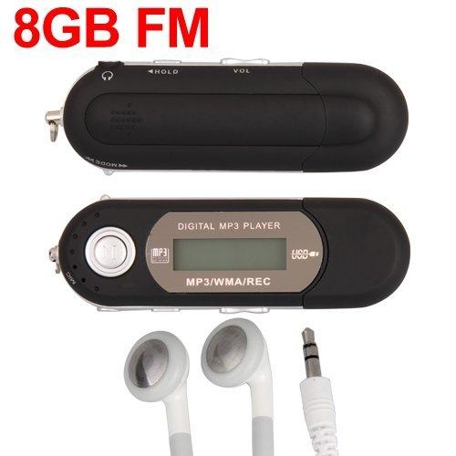Mini Reproductor MP3 Negro 8GB FM Radio Grabadora De Voz Player