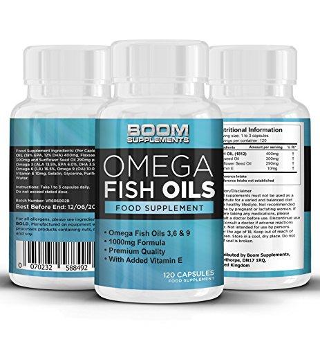 Omega 3 6 9 | Aceites de Pescado Omega 3 6 9 de 1000mg | Máxima potencia | 120 potentes cápsulas de aceite de pescado Omega 3 | Dosis COMPLETA para 2 meses | Ideal para hombres y mujeres | Rica fuente