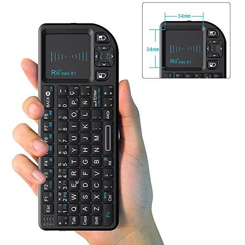 Rii Mini X1 teclado inalámbrico con ratón táctil - compatible con Smart TV, Mini PC Android, PlayStation, Xbox, HTPC, PC, Raspberry Pi