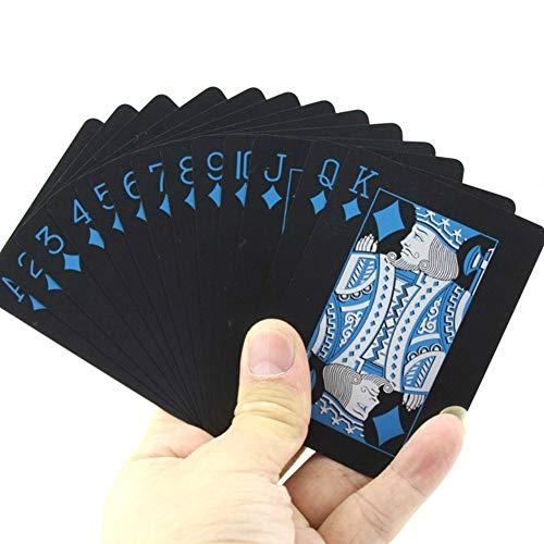 Rocita Juego de Cartas de mágico de PVC a Prueba de Agua Set Pure Black Poker tareja Classic Magic Trick Tool, 54 Piezas / Cubierta