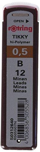 Rotring (S0312640) Recambios de minas B Hi-Polymer para portaminas finos, de 0,50 mm (12 minas)