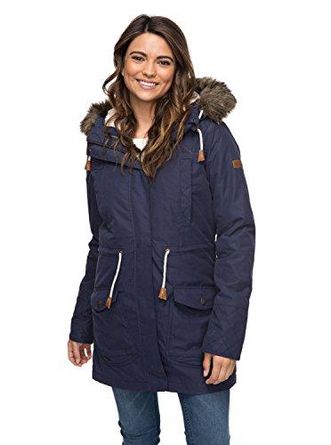 Roxy Amy 3N1 Jk Chaqueta Parka Impermeable, Mujer, Azul (Peacoat Solid), L