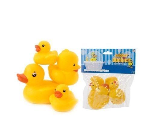 4 x RUBBER DUCKIES CHILDREN BATH TIME RUBBER DUCK TOY SET - YELLOW [different size]
