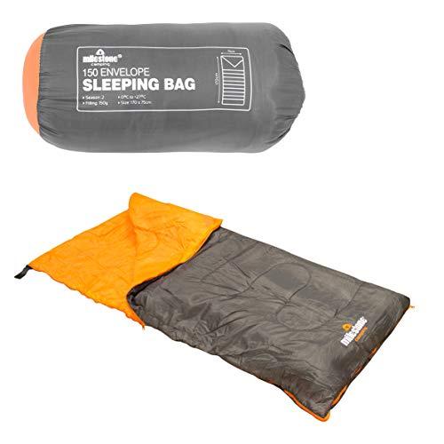 Milestone Camping 26700 Saco de Dormir Rectangular, Gris y Naranja, Soltero