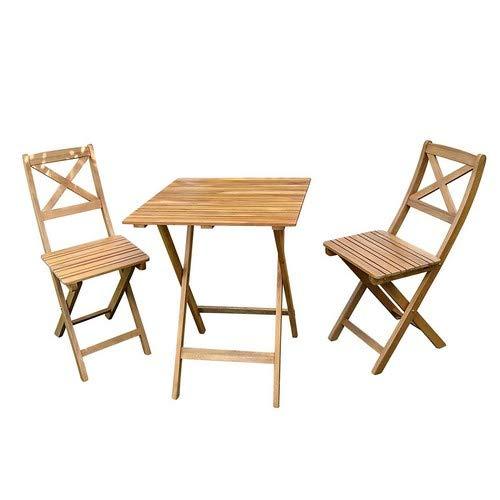SAM® Conjunto para jardín de Color Natural, Mueble de Madera de Acacia, 3 Piezas, 1 Mesa + 2 sillas, Plegables y aceitadas
