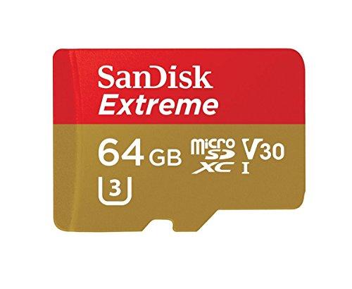 Tarjeta de Memoria SanDisk Extreme microSDXC de 64 GB + Adaptador SD con hasta 90 MB/s, Class 10 y U3, V30
