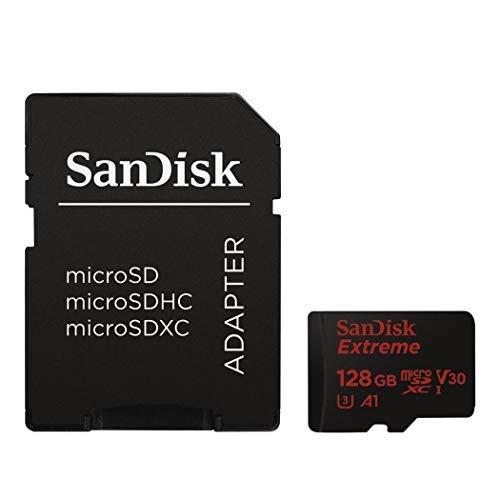 Tarjeta de memoria SanDisk Extreme 128 GB microSDXC para Smartphone, tabletas y cámaras MIL + adaptador SD, velocidad de lectura hasta 100 MB/s, Clase 10, U3, V30 y A1