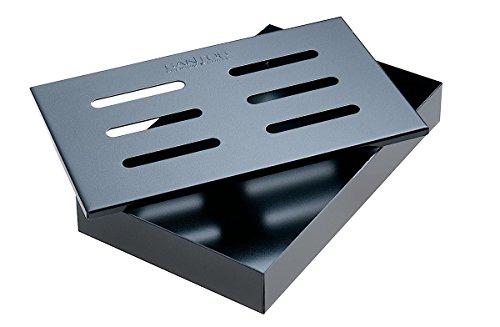 Santos Ahumador Caja Incienso Box Black Barbacoa Accesorios para barbacoa de gas barbacoa de carbón y barbacoa, medidas 20,5 x 13,0 x 3,5 cm