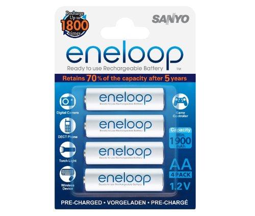 Sanyo Eneloop - Kit de 4 pilas recargables (NiMh, 1.2 V, 1900 mAh)