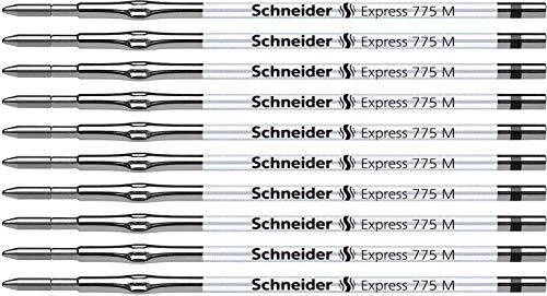 Schneider Express 775 - Repuesto para bolígrafo (grosor de escritura M, indeleble conforme a ISO 12757-2 H), color negro (10 unidades)