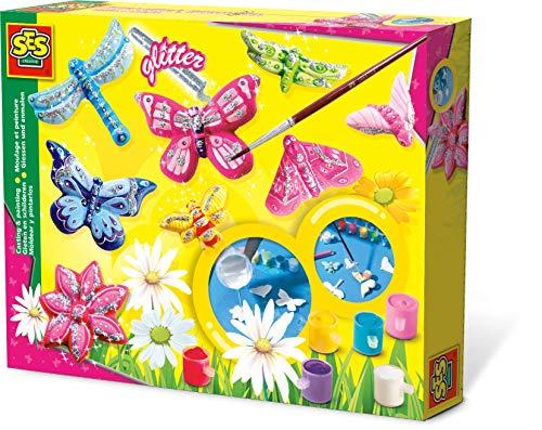 SES Set de Pintura y Montaje de Mariposa con Brillantina para niños, Multicolor (01131)