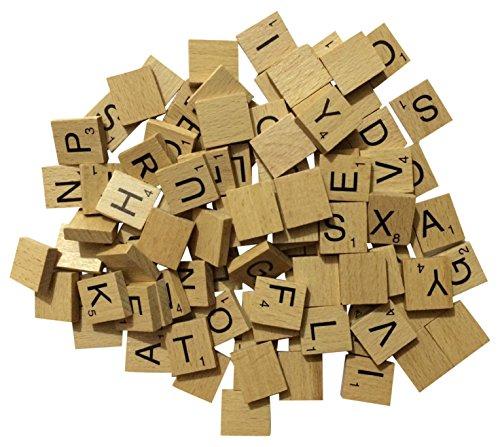 Set de 100 Letras de Madera para Scrabble - Set para Juegos de Mesa, Manualidades, Joyería
