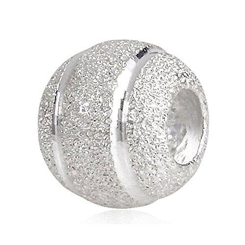 Shining Charm Abalorio de plata de Ley 925 esmerilado, compatible con pulseras tipo Pandora
