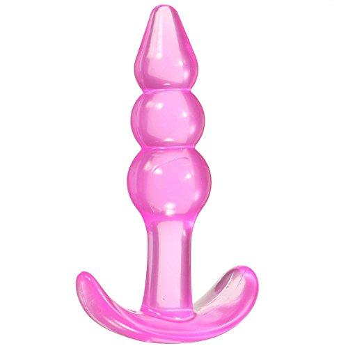 KINGSO Grande 9.5*6cm Plug anales de Silicona Transparente 3-nodos(Beads)G-spot Punto-G Massager de la prostata Homosexual Guy Unisex Juguete erotico sexual hombre mujer Rosa