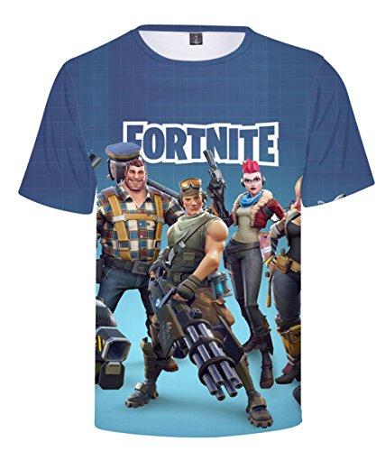 SIMYJOY Fortnite Jugador Camiseta Impresión 3D T-Shirt Impresión Digital Cool Juego Top para Hombre Mujer Adolescent