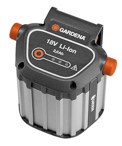 Sistema de batería BLi-18 de GARDENA: accesorio para varias desbrozadoras, sopladores y tijeras cortasetos de GARDENA, 18 V, capacidad de 2,6 Ah, indicador LED del estado de carga (9839-20)