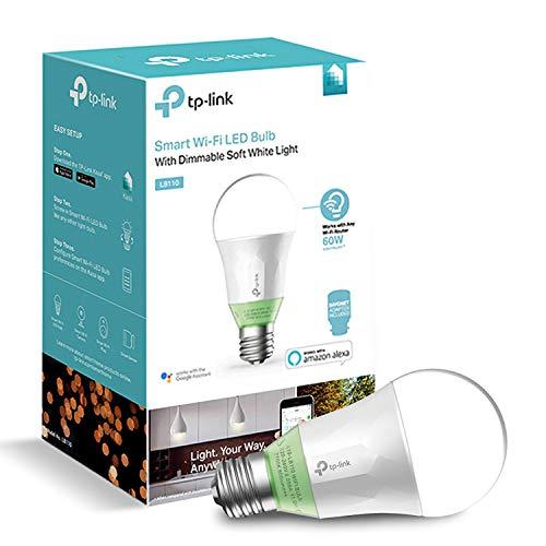 TP-LINK - Bombilla LED inteligente, Wi-Fi, E27, 10 W (funciona con Amazon Alexa, luz regulable, no requiere hub, control de app Kasa gratis, 1 unidad (LB110) [clase energética A+], Dimmable Soft Warm White, E27, 10 wattsW