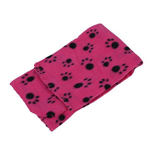 SODIAL(R) 60 * 70cm caliente suave lindo acogedor Warm Blanket Mat impresiones de la pata del animal domestico del gato del perro pano grueso y suave de cama (marca Negro sobre huellas rojas)