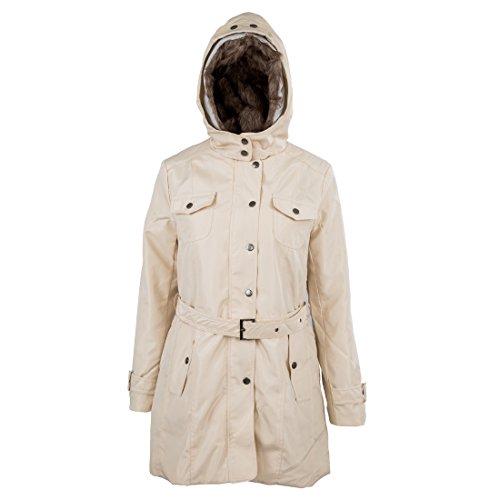 SODIAL (R)caliente mujeres espesan la capa caliente del invierno Abrigo con capucha anorak Chaqueta Larga abrigo Beige - S